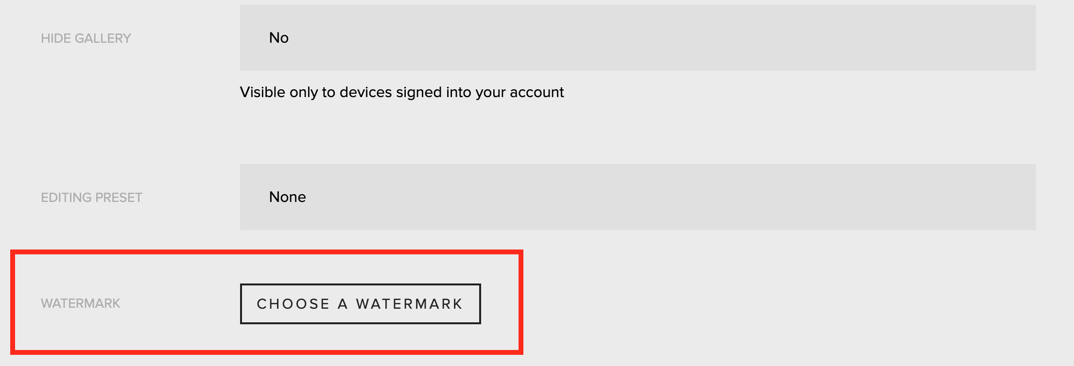 The Choose an overlay button in event settings