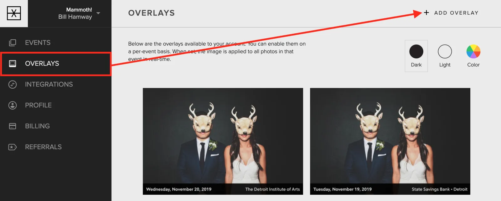 The Overlays tab with the Add New button