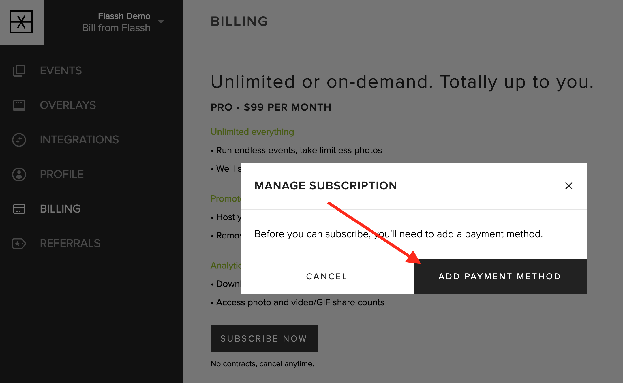 Subscribing to the monthly unlimited plan