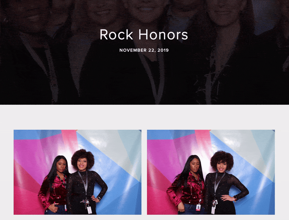 Scrolling through an online event photo gallery