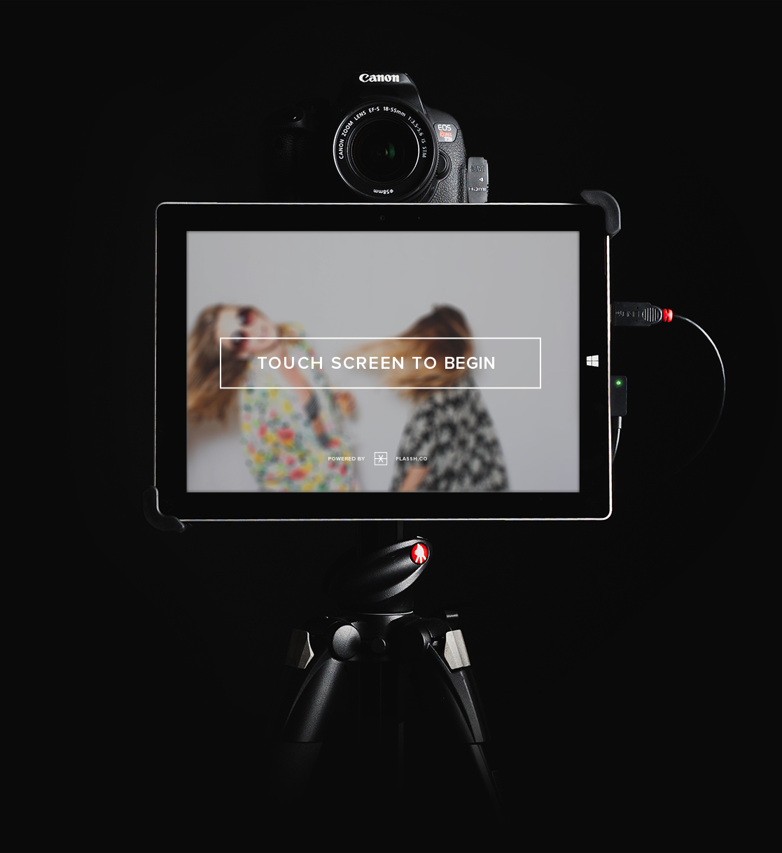 A DIY photo booth: an iPad on a stand with a DSLR camera