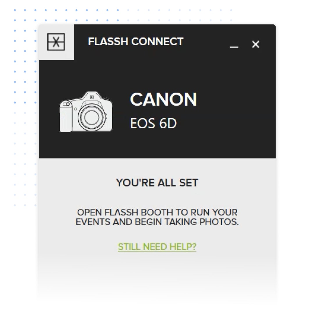 Flassh Connect for Windows connected to a Canon camera
