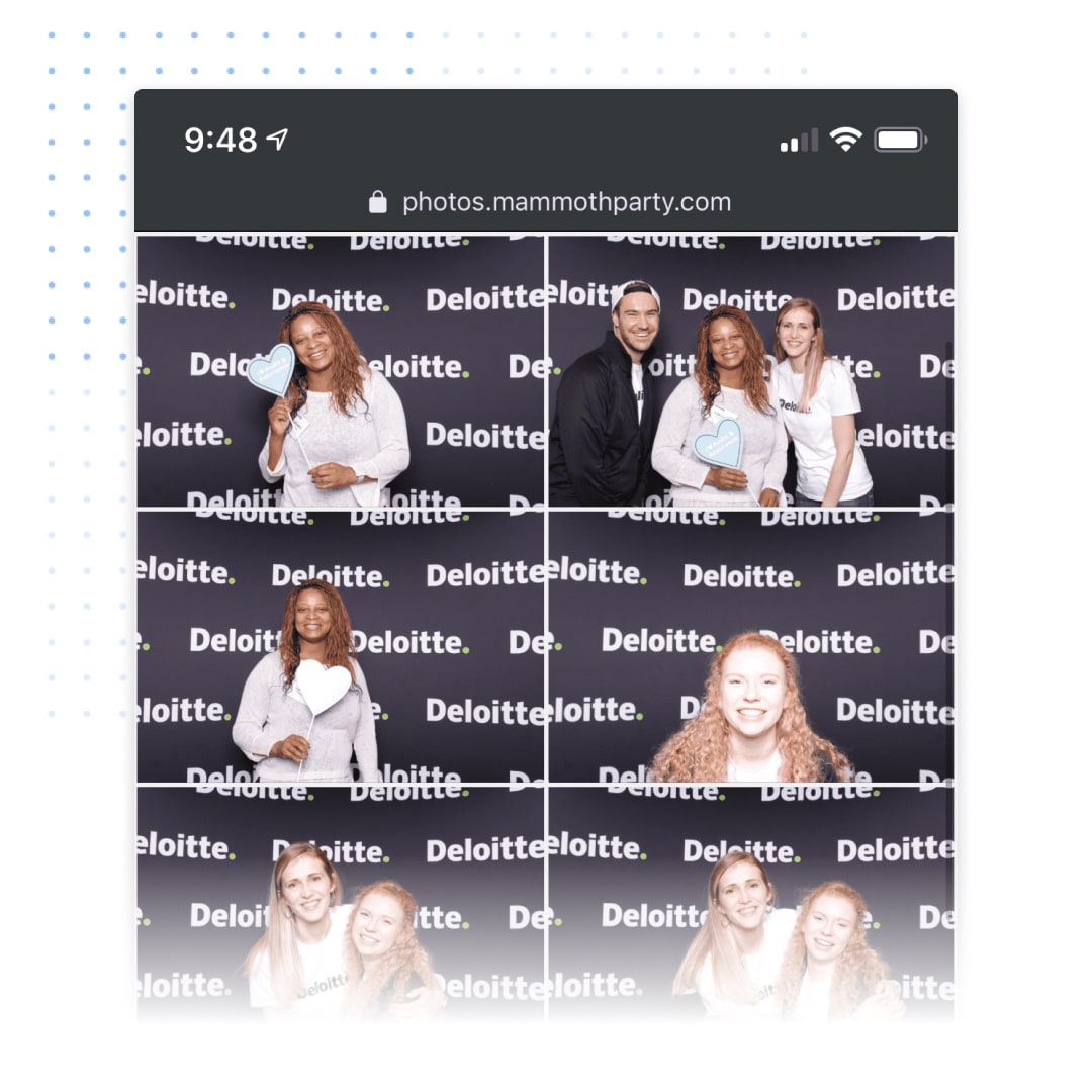 The Deloitte social event gallery on a phone