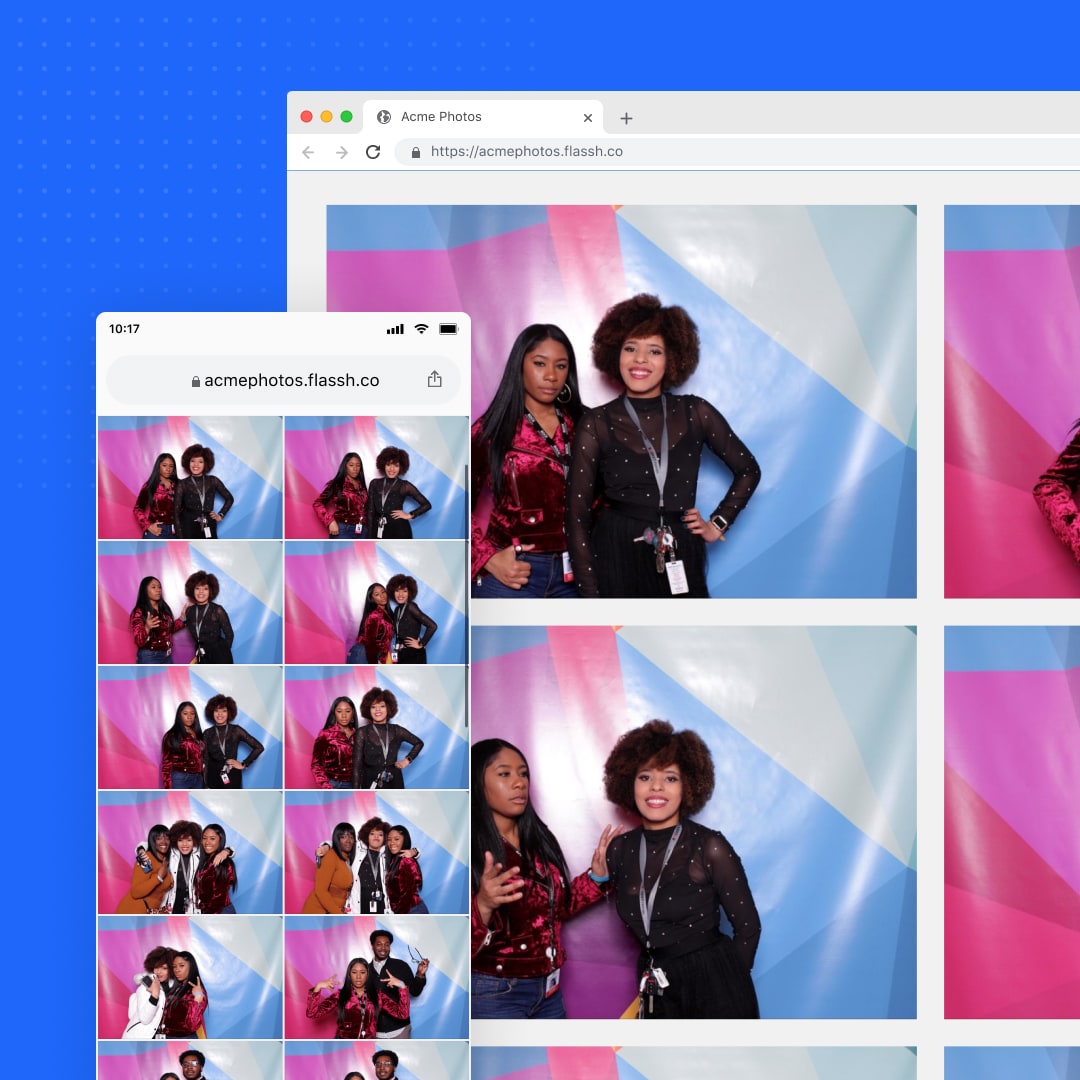 An event gallery in the browser, showing new photos full screen