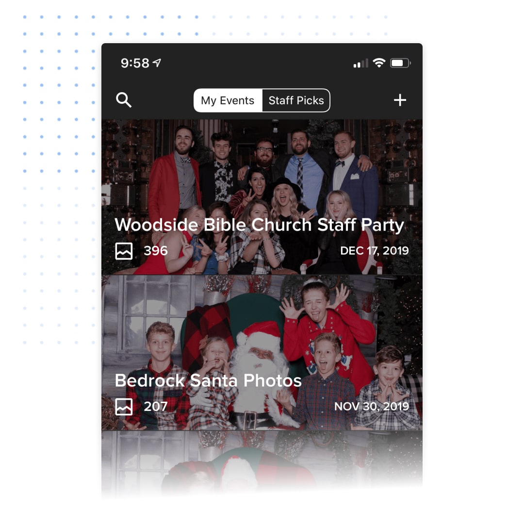 The Flassh iPhone app listing synced events
