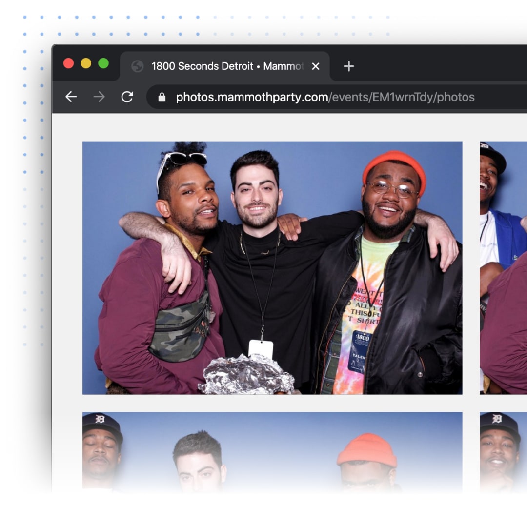 An online gallery of event photos on a phone