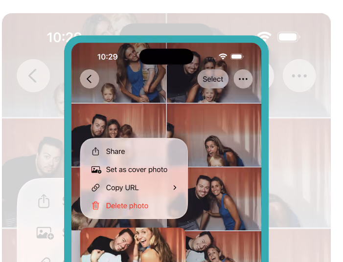 The Flassh iOS app sharing a photo from an event